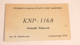 Vintage Ham Radio Card KNP 1168  Pennsylvania State Fire Warden - $4.94