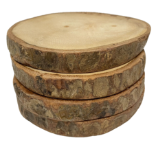 Lot of 4 Brown Wood Disc Coasters 4 to 4.5 inches Diameter - $14.58