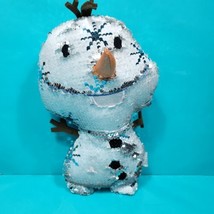 Disney Olaf Reversible Sequin Plush 12&quot; Frozen 2 Silver White Stuffed Snowflakes - £14.07 GBP
