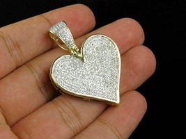 2.50Ct Round Natural Moissanite Heart Pendant 14K Yellow Gold Plated  - £139.24 GBP