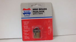 American Tourister Solid Cast Brass All Purpose Mini Padlock &amp; 3 Keys NIB - £6.15 GBP