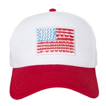 American Flag Patch Two Toned Trucker Hat Red White - $24.75