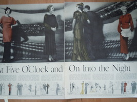 Vintage Five O&#39;clock &amp; In To The Night Fashion 2 pg Print Magazine Adver... - $6.99