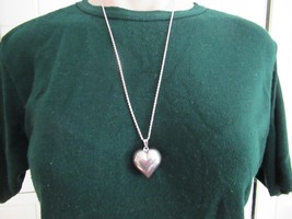 Heart shaped pendant necklace 12&quot; drop silver tone vintage - £10.76 GBP