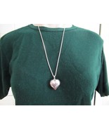 Heart shaped pendant necklace 12&quot; drop silver tone vintage - £10.68 GBP