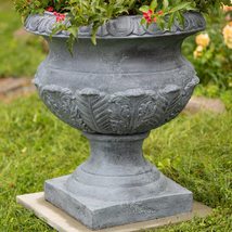 Zaer Ltd. Large Magnesium Urn-Style Flower Planters (30.9&quot;, Antique Gray) Chalic - £632.05 GBP