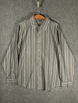 JACK Casual 3XL Gray Button Up Pocket Shirt Men&#39;s XXXL w/Black White Str... - $12.73