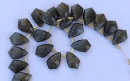 Natural, 20 pieces faceted black sunstone sparrow gemstone briolette beads 10x15 - $64.99