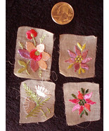 Floral Appliques~REAL VINTAGE~on mesh-Pink &amp; Purple - $5.48 CAD