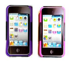 2 x Hybrid Dual-Layer Cases +Holster w/Clip/Stand Apple iPod Touch 5 Purple/Pink - £6.66 GBP