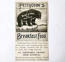 Pettijohn&#39;s Breakfast Oatmeal Bear 1897 Advertisement Victorian Cereal A... - $14.01 CAD