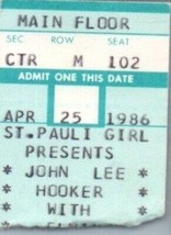 John Lee Hooker Elvin Bishop Robert Cray Ticket Stub Avril 25 1986 New York City - £43.90 GBP