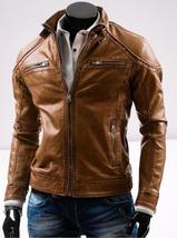 New Handmade Men&#39;s Real Lamb-skin Leather Designer Jacket - £141.40 GBP