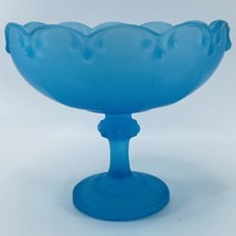 Satin Mist Indiana Glass Blue Garland Footed Pedestal Bowl Compote Teardrop VTG - £23.14 GBP