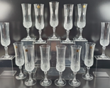 13 Cristal D&#39;Arques Longchamp Fluted Champagne Set Crystal Clear Etch Fr... - $112.53