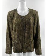 Susan Graver Womens Jacket Size Large Gold Metallic Sheen Snake Print Zi... - $637.51 MXN