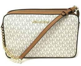 Michael Kors Jet Set Logo EW Crossbody White 35F8GTTC3B Chain Acorn NWT $328 FS - £62.30 GBP