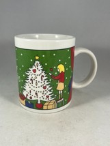 Modern Retro Vintage 90s Multicolor Illustrated Merry Christmas Coffee Mug - $14.25