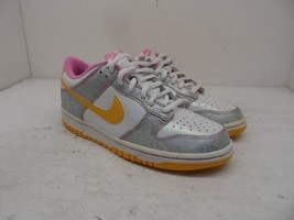 Nike Dunk Low (GS) 309601-173 Athletic Sneakers White/Del-Sol/Metallic-Silver 5Y - £74.49 GBP