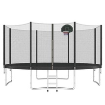 14FT Trampoline with Enclosure Net, Hoop &amp; Ladder - $440.99