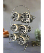 Wicca Kitchen Witch Alchemy Apothecary Jar Spice Metal Rack With 6 Glass... - €32,59 EUR