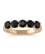 1CT AAA Lab-Created Black Spinel 5 Stone Half Eternity Ring in Solid 925... - £89.65 GBP