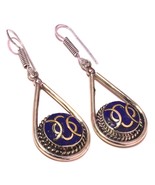 Lapis Lazuli Handmade Bohemian Christmas Gift Baho Earrings Nepali 2.10&quot;... - £7.16 GBP