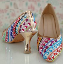 Damen Mädchen Ethnisch Mode Phulkari Pumpe Stiletto Absatz Schuhwerk US Größe - £29.00 GBP