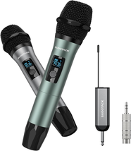 Wireless Microphone, [Clear Sound][Plug &amp; Play] Metal UHF Dual Cordless ... - £47.26 GBP