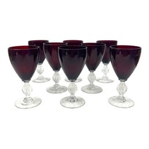 Set of 8 Cambridge Aurora Carmen Ruby Wine Glasses 4-5/8&quot; Vintage Elegan... - £91.69 GBP