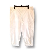 Loft Women&#39;s Size 12 White Relaxed Hip &amp; Thigh Cotton Cargo Capri Pants - £17.89 GBP