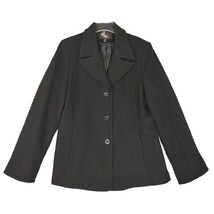 SM2 Women&#39;s L Wool Blend Black 3-Button Pea Coat A-Line Overcoat Jacket ... - $27.09