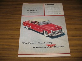 1953 Print Ad The 1954 Chrysler 2-Door Car New Beauty - $14.53