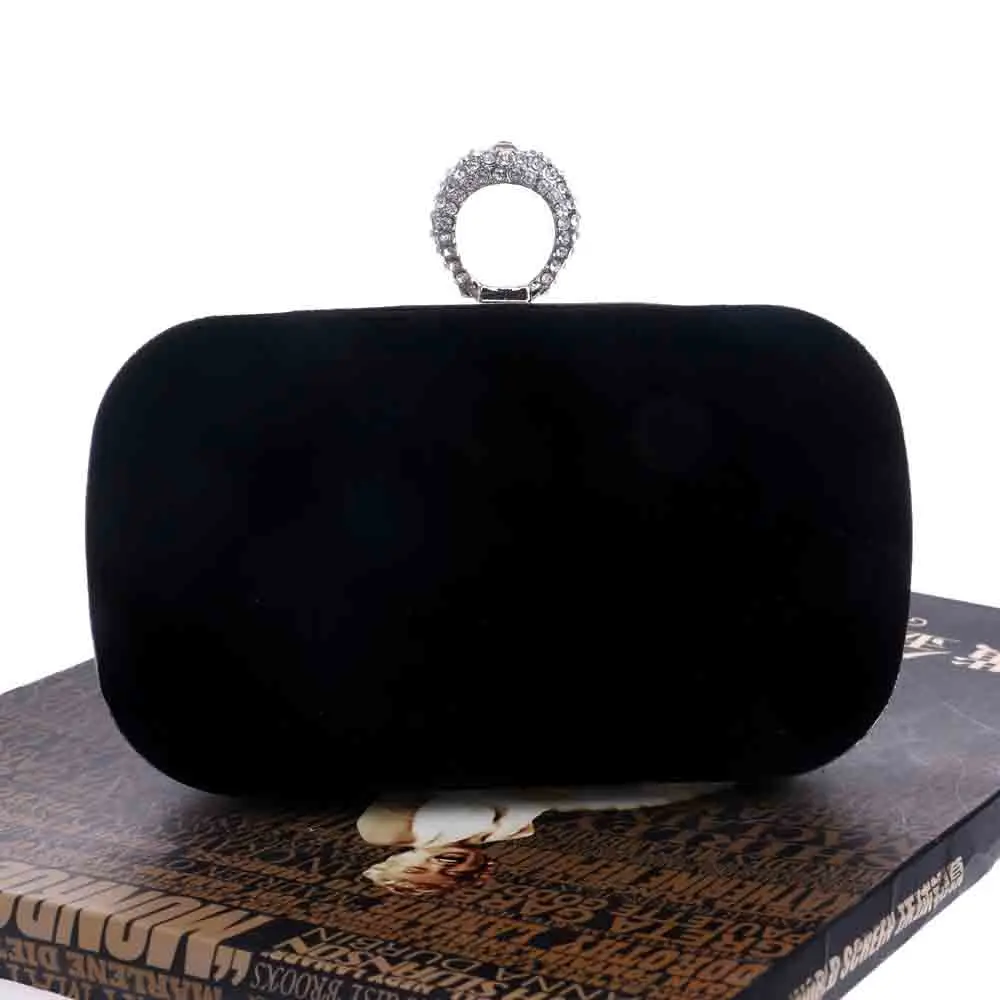  Crystal Velvet Clutch New Red EveningBlack Party Purse Chain Handbags  Bag Fash - $68.42