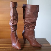 Jack Rogers Boots Size 7.5 NEW Knee High Heel Brown Leather Slouch Pullon Brazil - £81.91 GBP