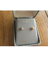 Full Diamond Cut Ball Post Earrings 14K Real Solid Yellow Gold 5mm - $1,042.22 MXN