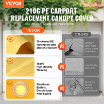 VEVOR Carport Replacement Canopy Cover 10 x 20 ft, Garage Top Tent Shelter Tarp - £32.39 GBP