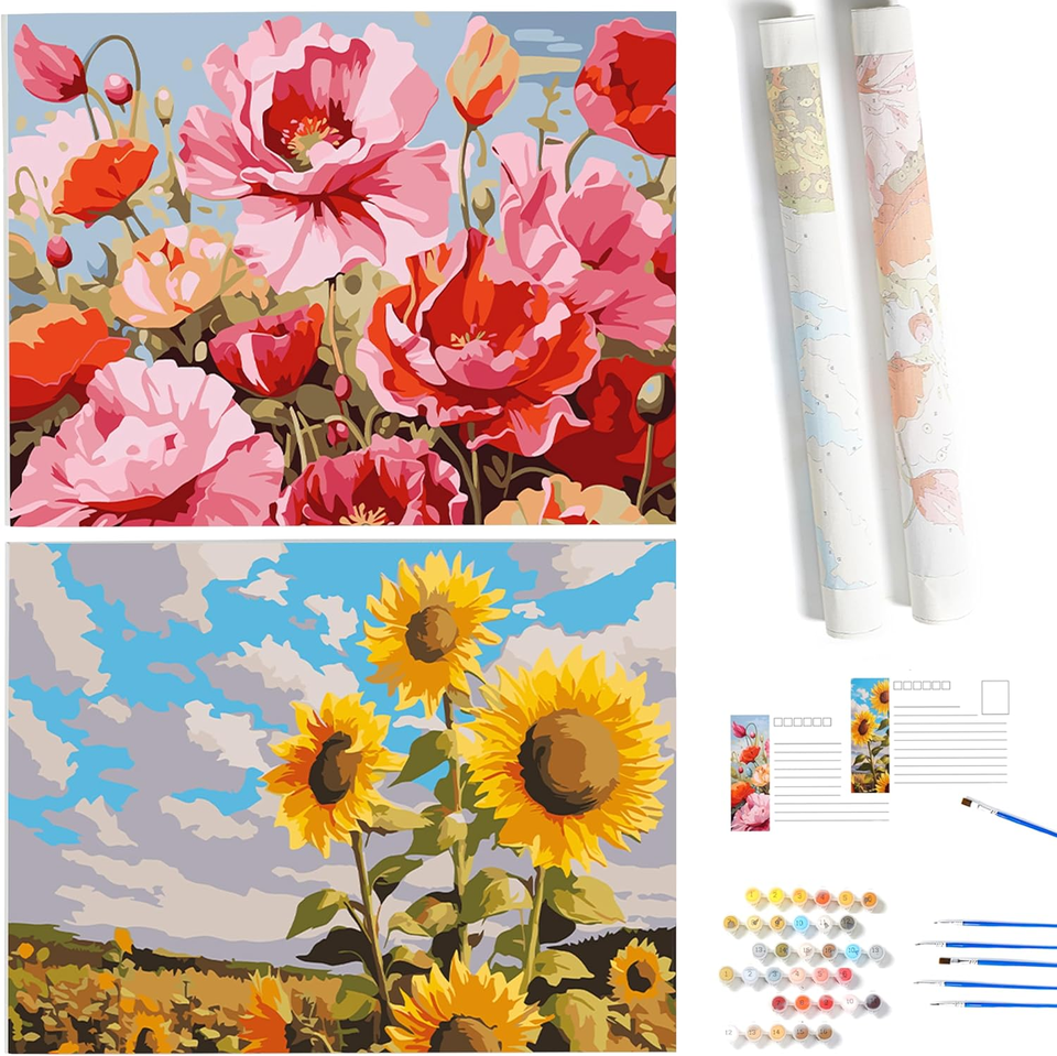 Paint by Numbers Kit for Adults Beginner & Kids for Flower DIY Canvas 2Pc Painti - $34.69