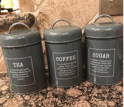 Canister Set of 3 Metal Food Storage Tin /Jar with Lid 4&quot;L x 4&quot;W x 6&quot;H - $22.01