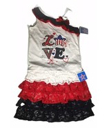 Toddler Girls 2 Piece Americana Patriotic Summer Tank and Lace Tutu Skir... - $12.86