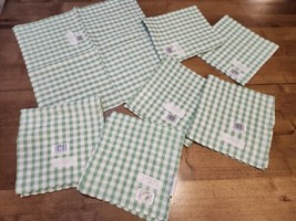 7 TOTAL Lime Green Check Gingham Napkins UNUSED Studio Nova &quot;FALLANI AND... - $15.00