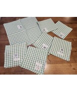 7 TOTAL Lime Green Check Gingham Napkins UNUSED Studio Nova &quot;FALLANI AND... - $15.00