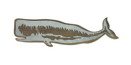 21 Inch Left-Facing Distressed Wooden Sperm Whale Wall Plaque With Metal Accents - £16.22 GBP