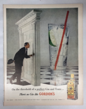 50s Gordon&#39;s Gin Ad &quot;On The Threshold of a PERFECT Gin and Tonic&quot; Alcoho... - $5.49