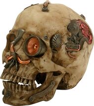 Steampunk Machine Dark Light Nude Colored Closed Mouth Skull Figurine 7.... - $35.99