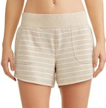 Athletic Works Women&#39;s French Terry Gym Shorts Size 2XL (20) Oatmeal Stripe - $11.64