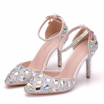 Crystal Queen Women Wedding Shoes Sweet Rhinestone Shoes Bride Shoes Princess Wa - £55.08 GBP
