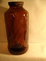 Antique Vintage Round Amber Glass HAZEL-ATLAS Juice &amp; Water BOTTLE~A1 Cond. - £15.78 GBP