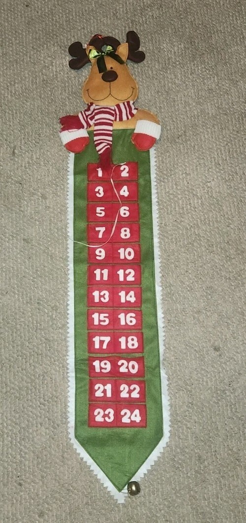 Cute Reindeer Advent Calendar Snowflake Counter Christmas Holiday Bell S... - $19.99