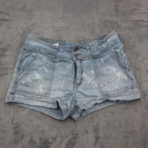 Bongo Shorts Womens 11 Blue Denim Flat Front  High Waist Cut Off Pockets Jeans - £18.24 GBP